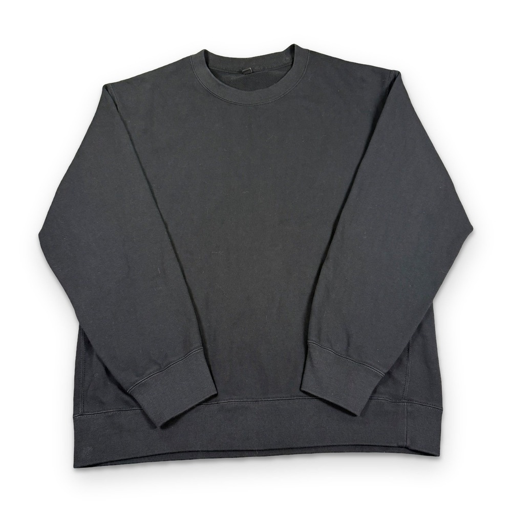 Uniqlo Sweatshirt Mens XL Black French Terry Crew Neck Long Sleeve Pullover